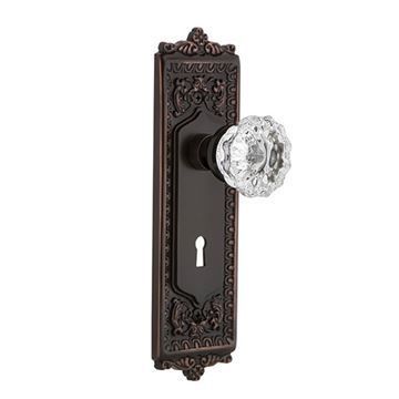 Nostalgic Warehouse Egg & Dart Passage Interior Door Set With Crystal Knob - With Keyholeimage