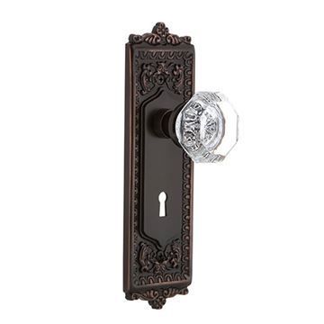 Nostalgic Warehouse Egg & Dart Privacy Interior Door Set With Crystal Waldorf Knob - With Keyholeimage
