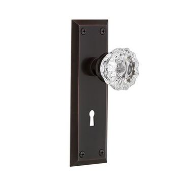 Nostalgic Warehouse New York Privacy Interior Door Set With Crystal Knob - With Keyholeimage