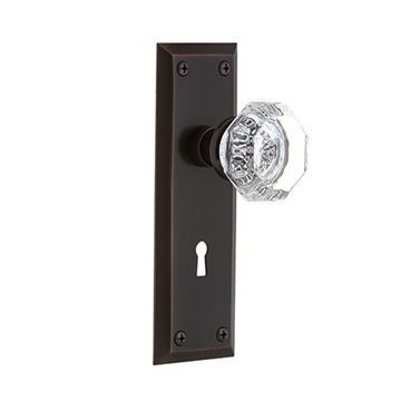 Nostalgic Warehouse New York Privacy Interior Door Set With Crystal Waldorf Knob - With Keyholeimage