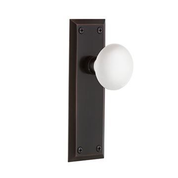 Nostalgic Warehouse New York Privacy Interior Door Set With White Porcelain Knob - No Keyholeimage