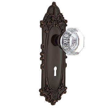 Nostalgic Warehouse Victorian Double Dummy Interior Door Set With Crystal Waldorf Knob - With Keyholeimage