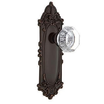 Nostalgic Warehouse Victorian Privacy Interior Door Set With Crystal Waldorf Knob - No Keyholeimage