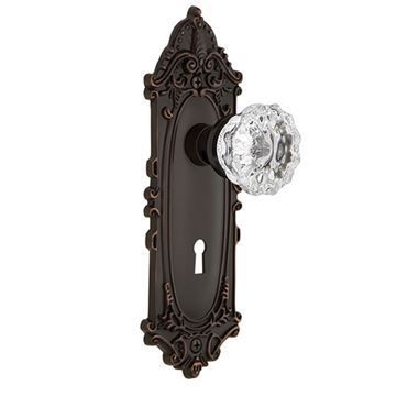Nostalgic Warehouse Victorian Single Dummy Interior Door Set With Crystal Knob - With Keyholeimage