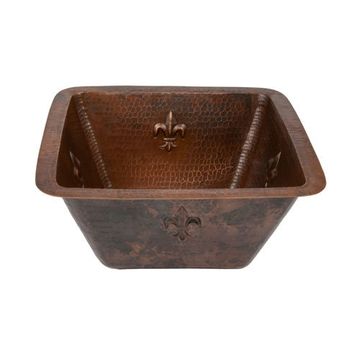 Premier Copper 15 Inch Square Fleur De Lis Copper Bar Prep Sinkimage