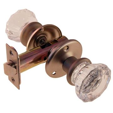 Restorers Classic Privacy Fluted Glass Knob Set With 2 1/4 Inch Rosetteimage
