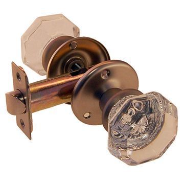 Restorers Classic Privacy Octagon Glass Knob Set With 2 1/4 Inch Rosetteimage