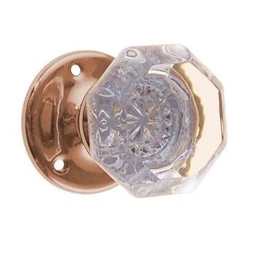 Restorers Classic Dummy Plain 2 1/4 Inch Stamped Door Set With Octagonal Glass Knobsimage