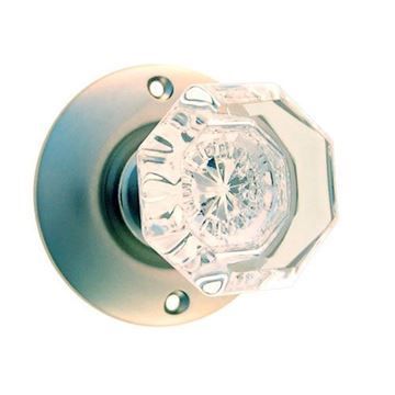 Restorers Classic Privacy Plain 3 1/4 Inch Forged Door Set With Octagonal Glass Knobsimage