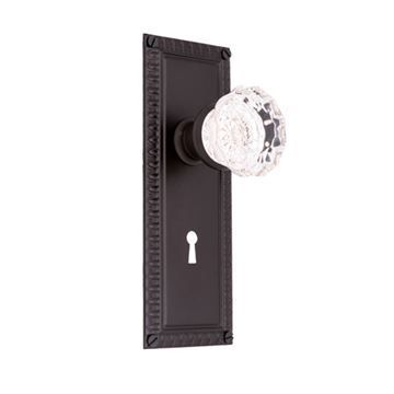 Restorers Classic Egg & Dart Interior Mortise Lock Set With Fluted Glass Knobsimage