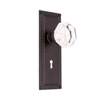 Restorers Classic Egg & Dart Interior Mortise Lock Set With Octagon Glass Knobsimage