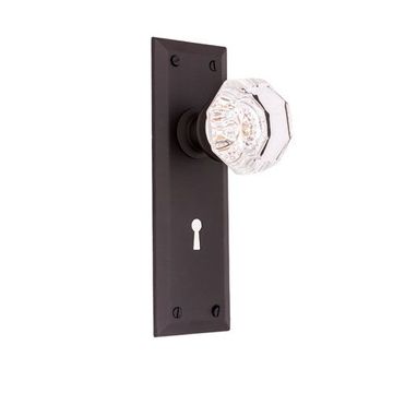 Restorers Classic Plain Interior Mortise Lock Set With Octagon Glass Knobsimage