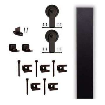 Quiet Glide Top Mount Flat Track Rolling Door Hardware Kit - 3 Inch Wheelimage