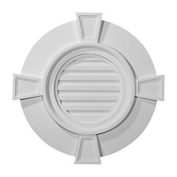 Restorers Architectural Wide Trim Round Urethane Decorative Gable Vent With Keystonesimage