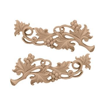 Restorers Architectural Medium Grape Scroll Onlay Appliques - Pairimage