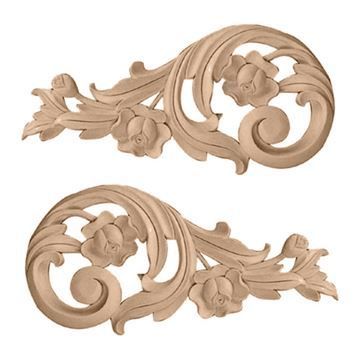 Restorers Architectural Medium Rose Scroll Onlay Appliques - Pairimage