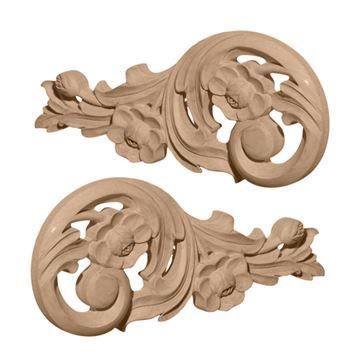 Restorers Architectural Small Springtime Scroll Onlay Appliques - Pairimage