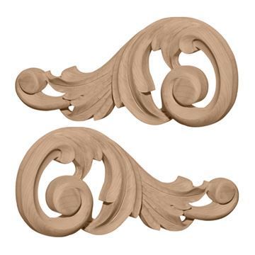 Restorers Architectural Small Swaying Scroll Onlay Appliques - Pairimage