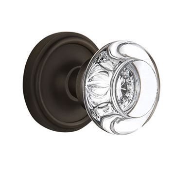 Nostalgic Warehouse Classic Rosette Door Set With Round Clear Crystal Glass Knobsimage