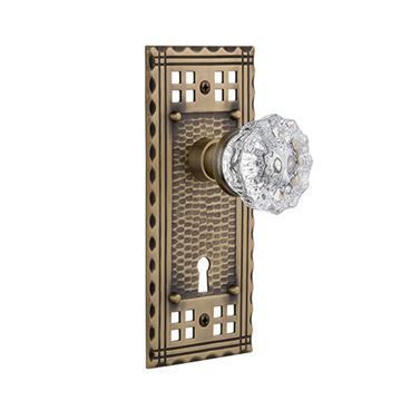 Nostalgic Warehouse Craftsman Plate Interior Mortise Door Set With Crystal Glass Knobsimage