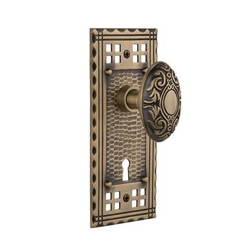 Nostalgic Warehouse Craftsman Plate With Keyhole Door Set With Victorian Knobsimage