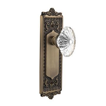 Nostalgic Warehouse Egg & Dart Plate Door Set With Oval Fluted Crystal Glass Knobsimage
