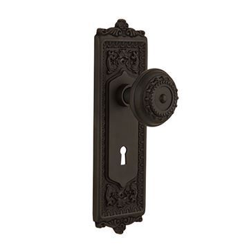 Nostalgic Warehouse Egg & Dart Plate Interior Mortise Door Set With Meadows Knobsimage