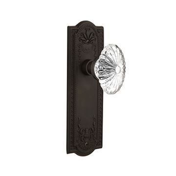 Nostalgic Warehouse Meadows Plate Door Set With Oval Fluted Crystal Glass Knobsimage