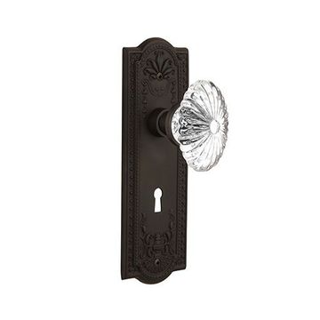 Nostalgic Warehouse Meadows Plate Interior Mortise Door Set With Oval Fluted Crystal Glass Knobsimage