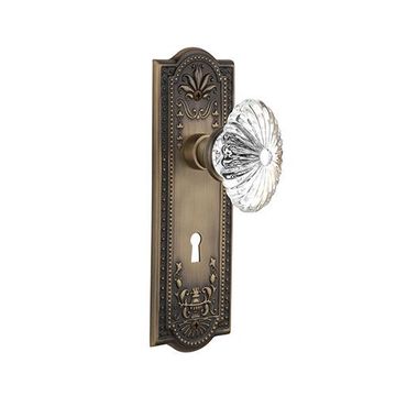 Nostalgic Warehouse Meadows Plate With Keyhole Door Set With Oval Fluted Crystal Glass Knobsimage