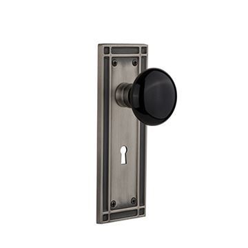 Nostalgic Warehouse Mission Plate Interior Mortise Door Set With Black Porcelain Knobsimage
