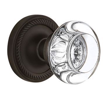 Nostalgic Warehouse Rope Rosette Door Set With Round Clear Crystal Glass Knobsimage