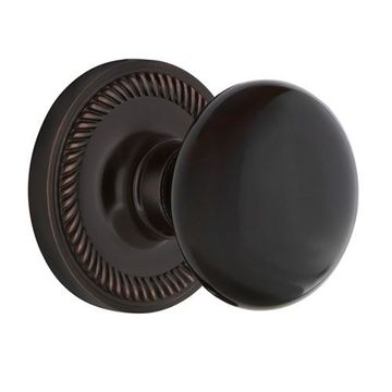 Nostalgic Warehouse Rope Rosette Interior Mortise Door Set With Black Porcelain Knobsimage