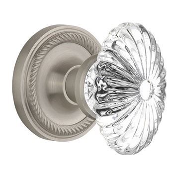 Nostalgic Warehouse Rope Rosette Interior Mortise Door Set With Oval Fluted Crystal Glass Knobsimage