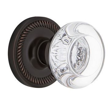 Nostalgic Warehouse Rope Rosette Interior Mortise Door Set With Round Clear Crystal Glass Knobsimage