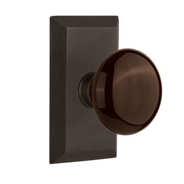 Nostalgic Warehouse Studio Plate Door Set With Brown Porcelain Knobsimage