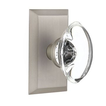 Nostalgic Warehouse Studio Plate Door Set With Oval Clear Crystal Glass Knobsimage