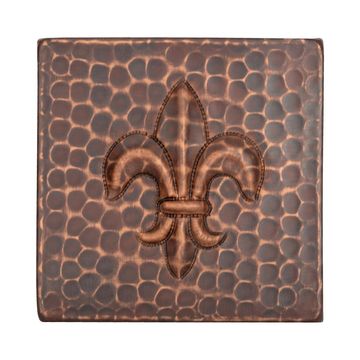 Premier Copper Fleur De Lis Hammered Copper Square Tileimage