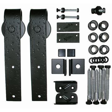 Acorn Rough Square End Rolling Barn Door Hardware Kit - No Trackimage