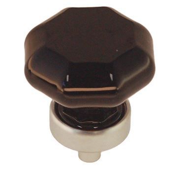 Restorers Classic 1 1/4 Inch Black Glass Octagonal Knobimage