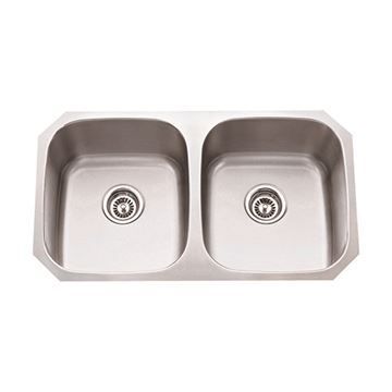 Hardware Resources 16 Gauge Stainless Double Bowl Kitchen Sinkimage