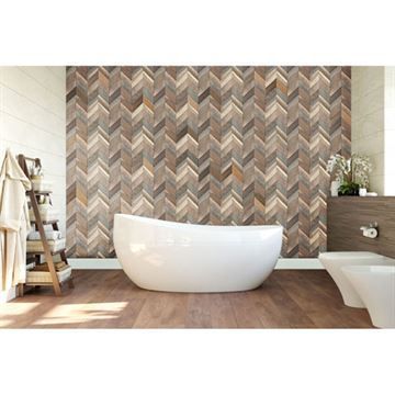 Restorers Architectural Chevron Boat Wood Mosaic Wall Tileimage