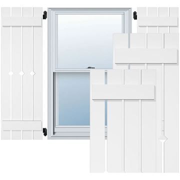 Restorers Architectural Diamond Space Board-n-Batten PVC Shutter - Pairimage