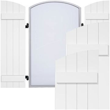 Restorers Architectural Elliptical Board-n-Batten PVC Shutters - Pairimage
