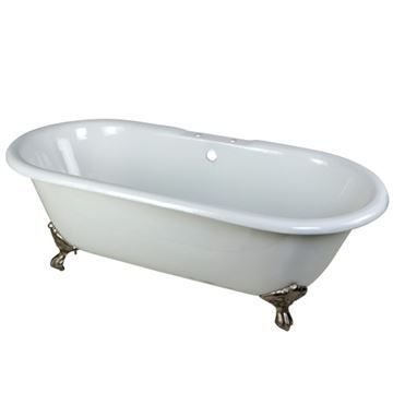 Aqua Eden 66 Inch Cast Iron Double End Clawfoot Bath Tub - 7 Inchimage