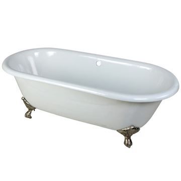 Aqua Eden 66 Inch Cast Iron Double End Clawfoot Bath Tub - No Holesimage