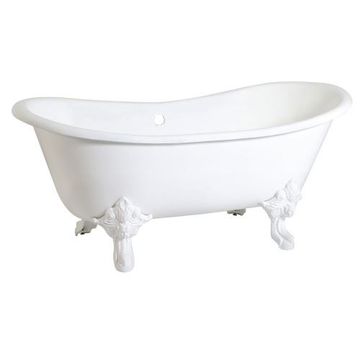 Aqua Eden 67 Inch Cast Iron Double Slipper Clawfoot Tub - No Holesimage