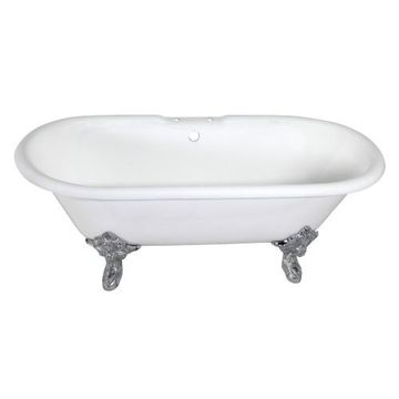Aqua Eden 72 Inch Cast Iron Double End Clawfoot Bath Tub - 7 Inchimage