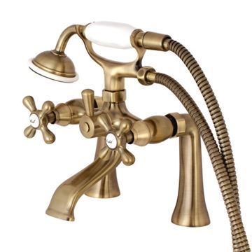 Restorers Deck Mount 7 Inch Center Clawfoot Tub Faucet - Metal Crossimage