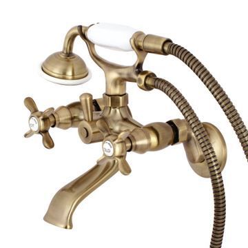 Restorers Essex Wall Mount 6 Inch Center Tub Faucet - Metal Crossimage